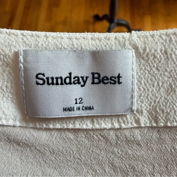 SUNDAY BEST ARITZIA Sandrine Mini Dress Light Birch White Size 12 - Picture 7 of 7